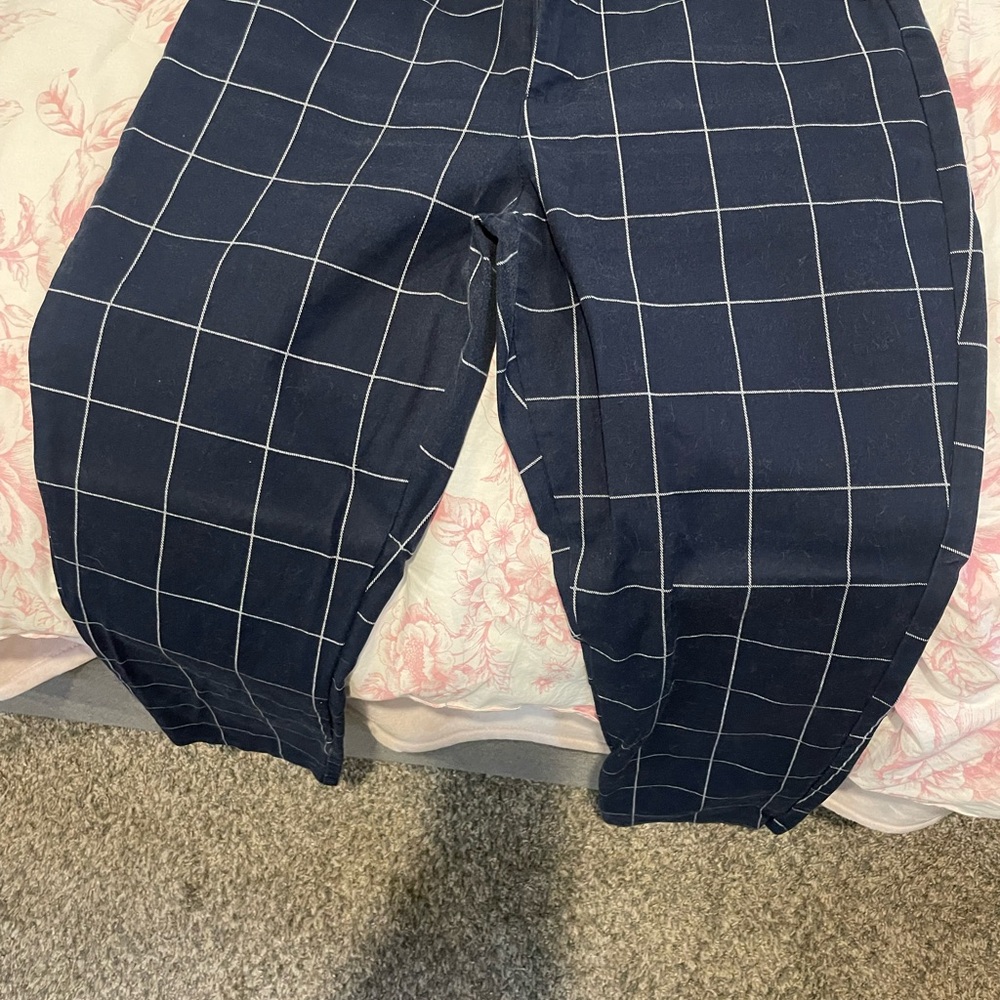 GAP Navy Checkered Ankle Pants